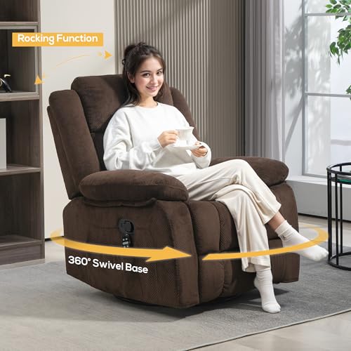 Brown Velvet Oversized Recliner Chair with Footrest V3782