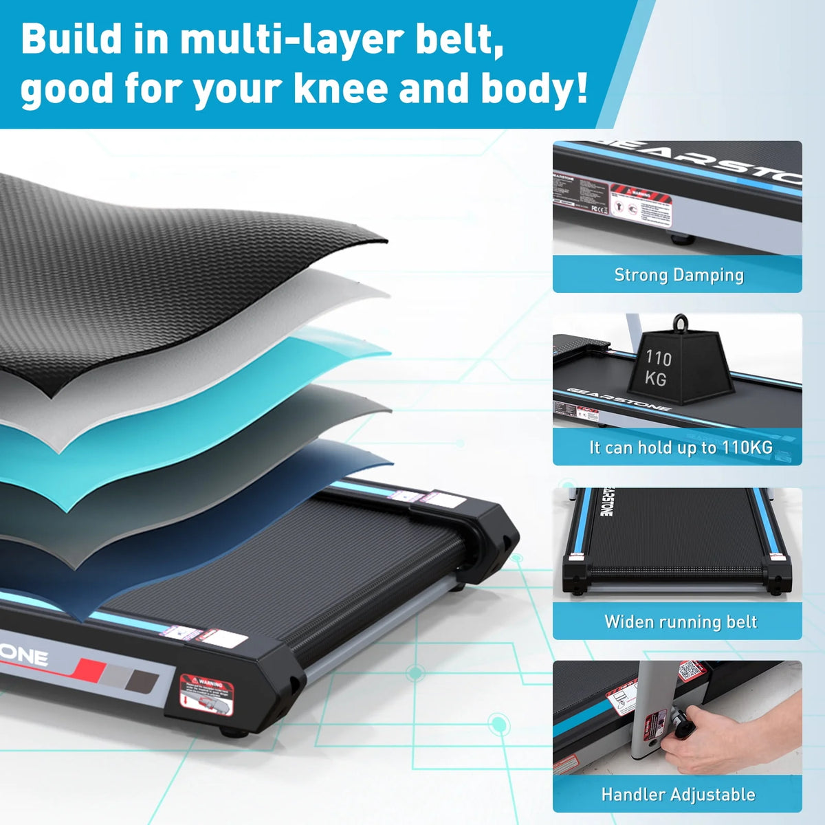 2 in 1 Folding Treadmill with Bluetooth Speakers V972
