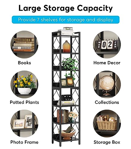 78.7 Inch Extra Tall Narrow 7 Tier Bookshelf B716145