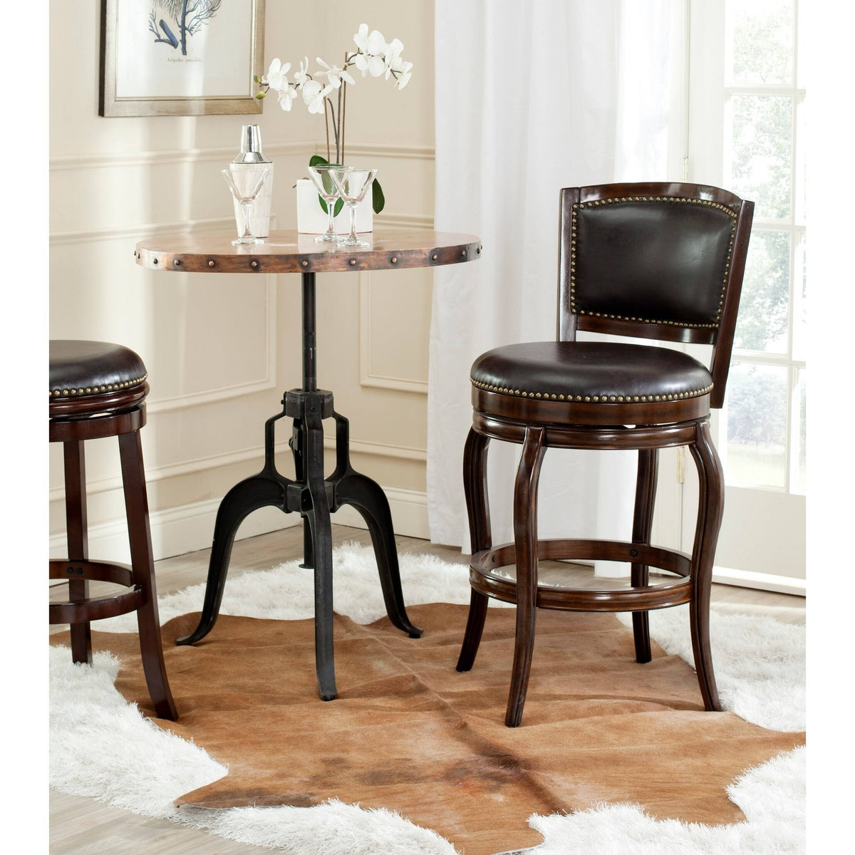 Espresso Brown Swivel Bar Stool N517