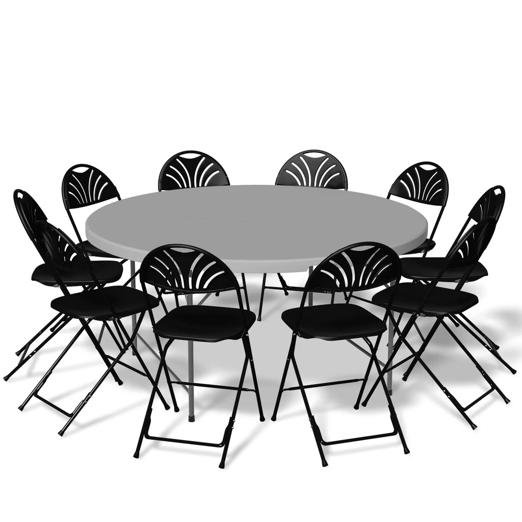 11 Pieces 5 Ft Plastic Folding Table Set with 10 Black Folding Chairs X2929