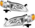 Headlight Assembly with Front Signal Lights Chrome Housing Clear Lens Amber Reflector F808488