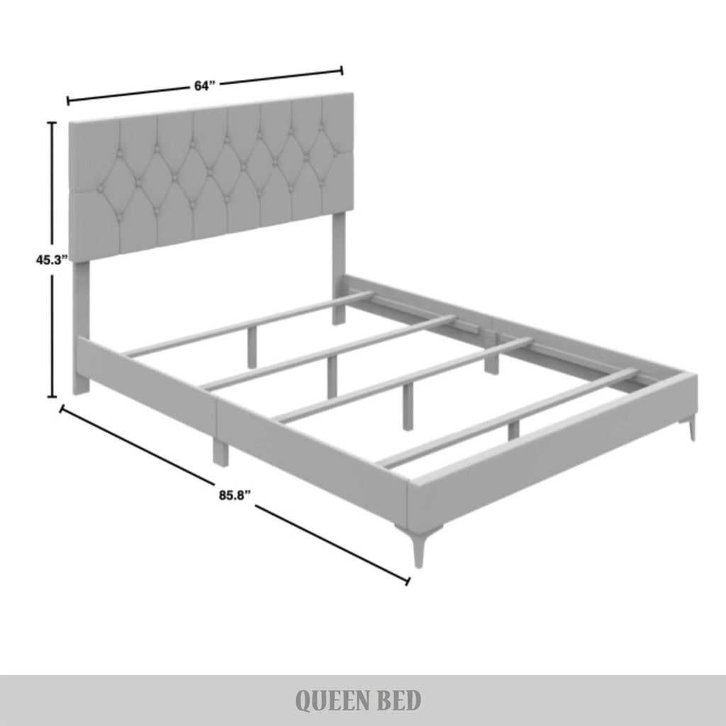 Black Velvet Upholstered Queen Bed with 2 Nightstands G759