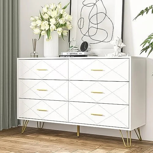 White 6 Drawer Dresser M39769
