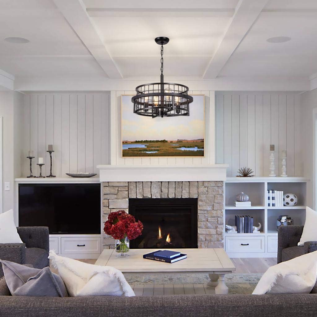 Farmhouse Chandelier Round Drum Shade Chandelier G59816