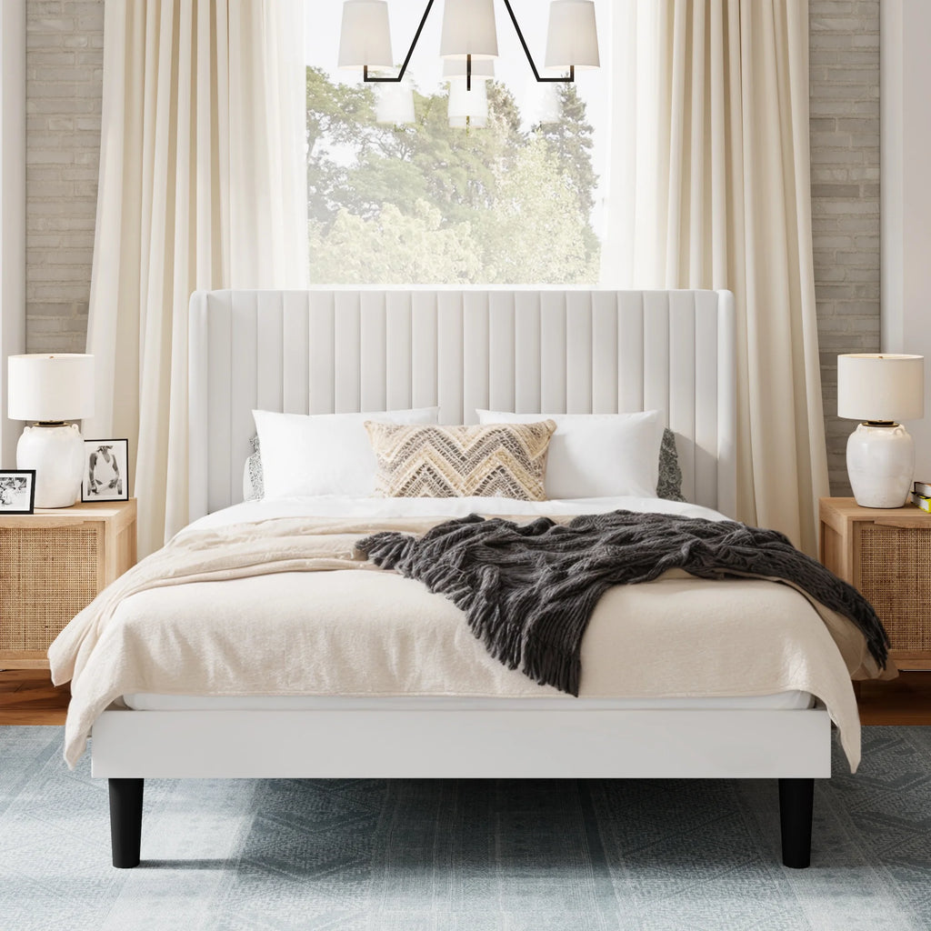 Queen Size Velvet Upholstered Platform Bed Frame G7070