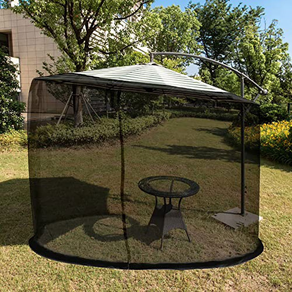 Black Awning Netting with Zipper Door and Polyester Mesh W80562