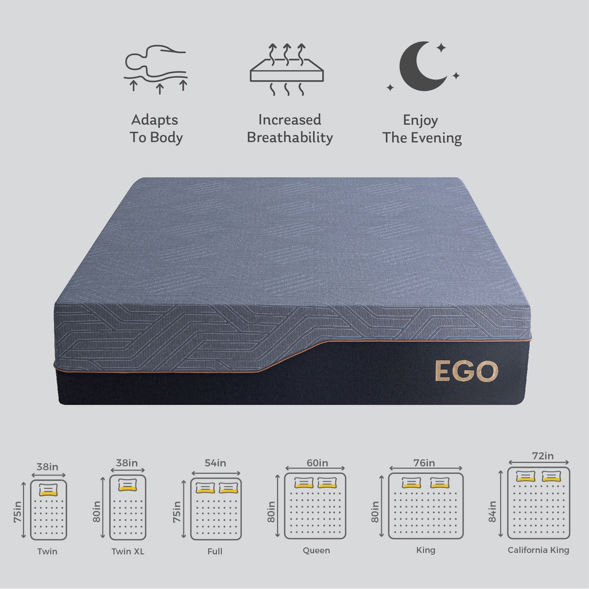 Black 14 inch Queen Memory Foam Mattress W661