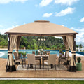 Tan and Brown 10 ft. x 12 ft. Gazebo with LED Lighting and Bluetooth Sound L678