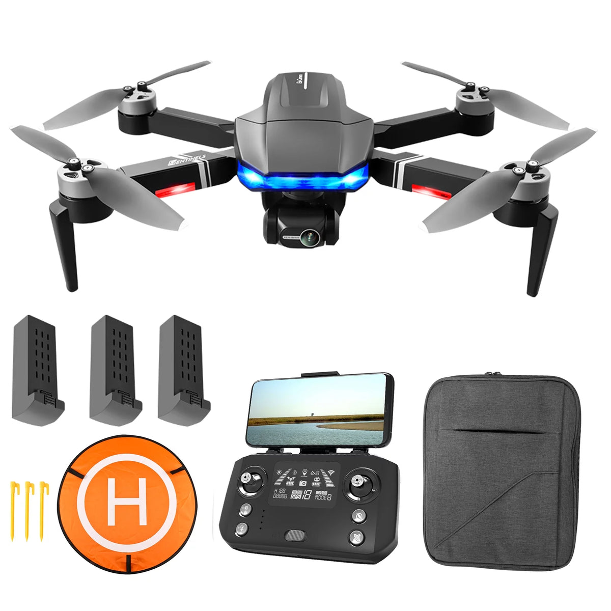 4K 3-Gimbal Brushless Motor RC Drone with Storage Bag E33062