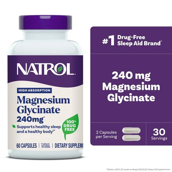 Magnesium Glycinate 240 mg Supplement 60 Capsules A60494