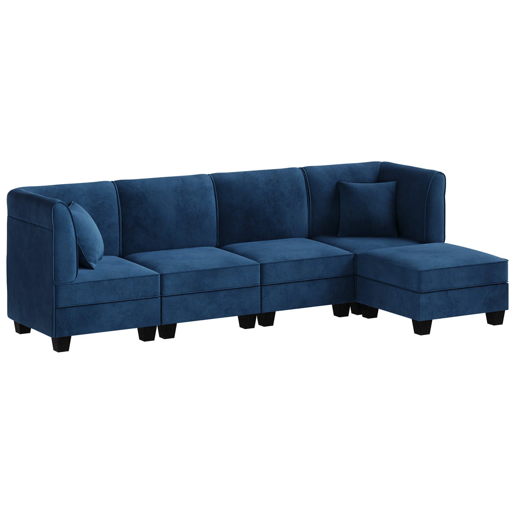 Velvet L-Shaped Sectional Sofa with Reversible Chaise E259552
