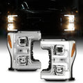 Chrome Dual LED Tube Projector Headlights Set Left+Right F303