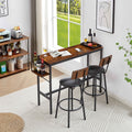 Rustic 3-Piece Dining Table Set with 2 Stools M692