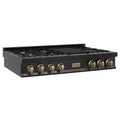 48 In. 7 Gas Burners Porcelain Rangetop in Black Stainless Steel B617