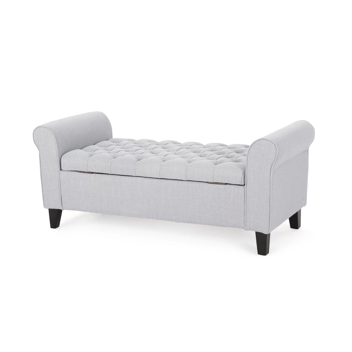 Light Gray and Dark Brown Fabric Storage Ottoman Bench C608852