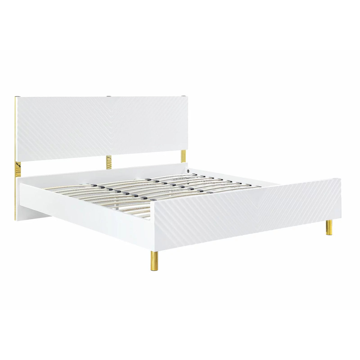 Queen Bed White High Gloss Finish R391434