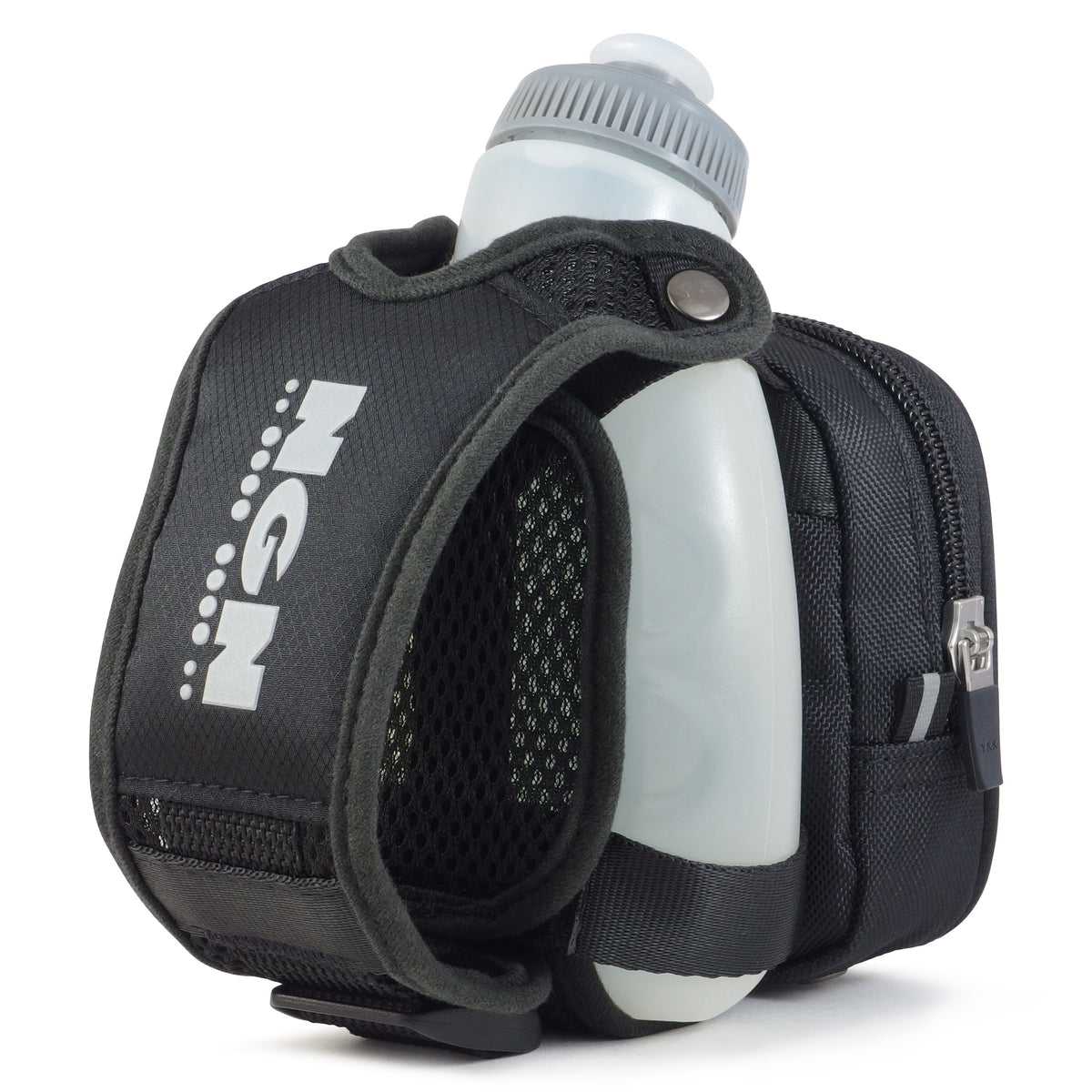 Black 10 oz Handheld Water Bottle with Zippered Pocket (2-Pack) S736931