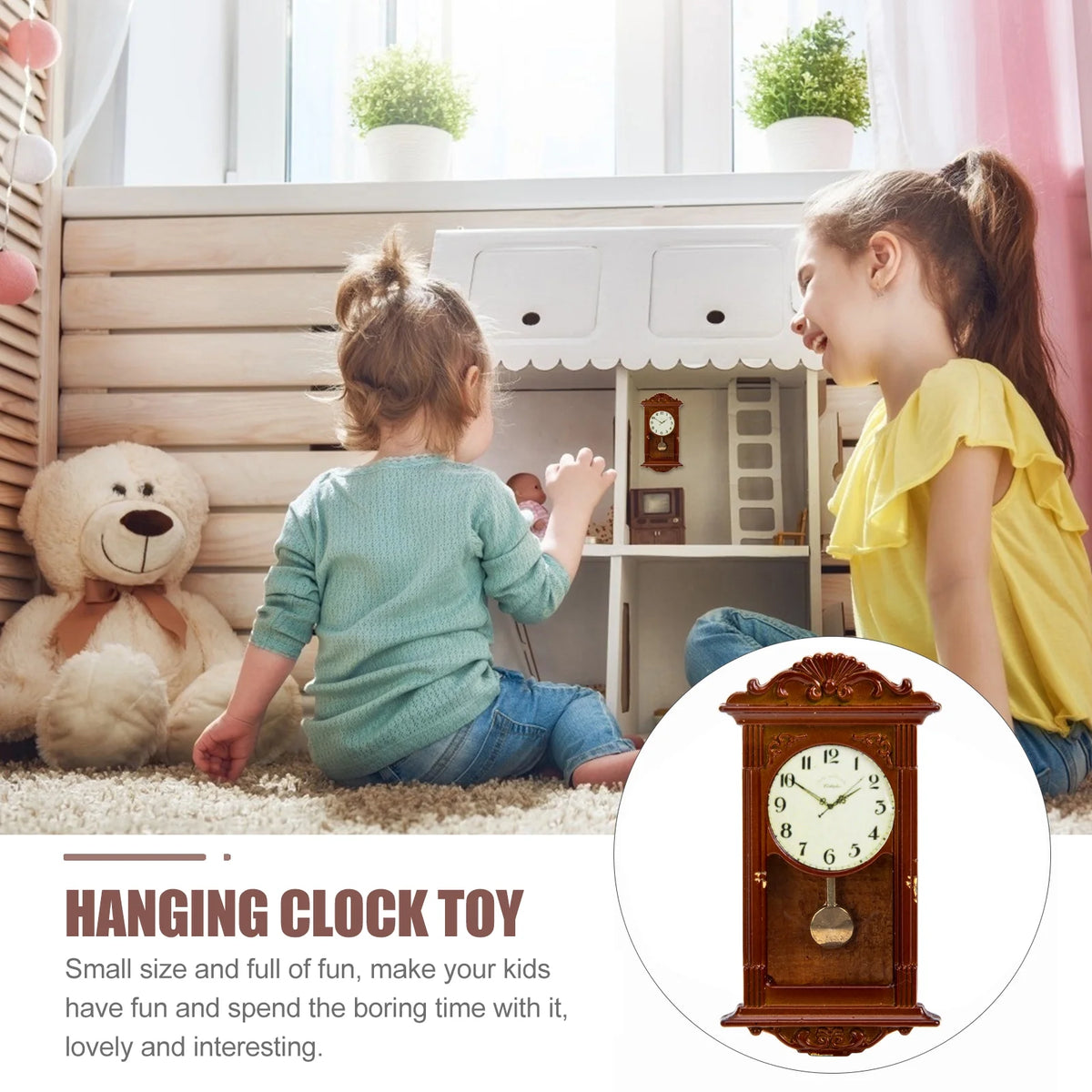 Metal Dollhouse Hanging Clock Toy C925