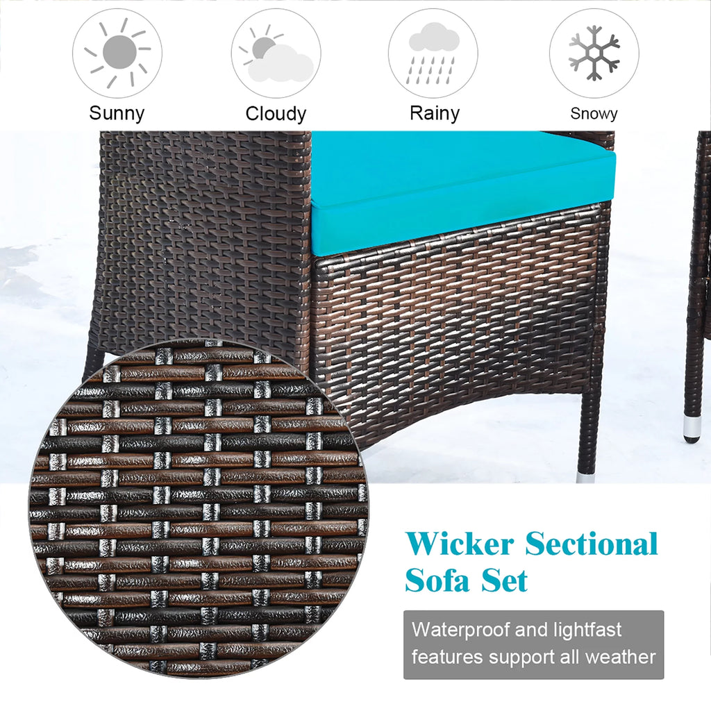 4PCS PE Rattan Wicker Patio Sofa Furniture Set With Cushion T2579