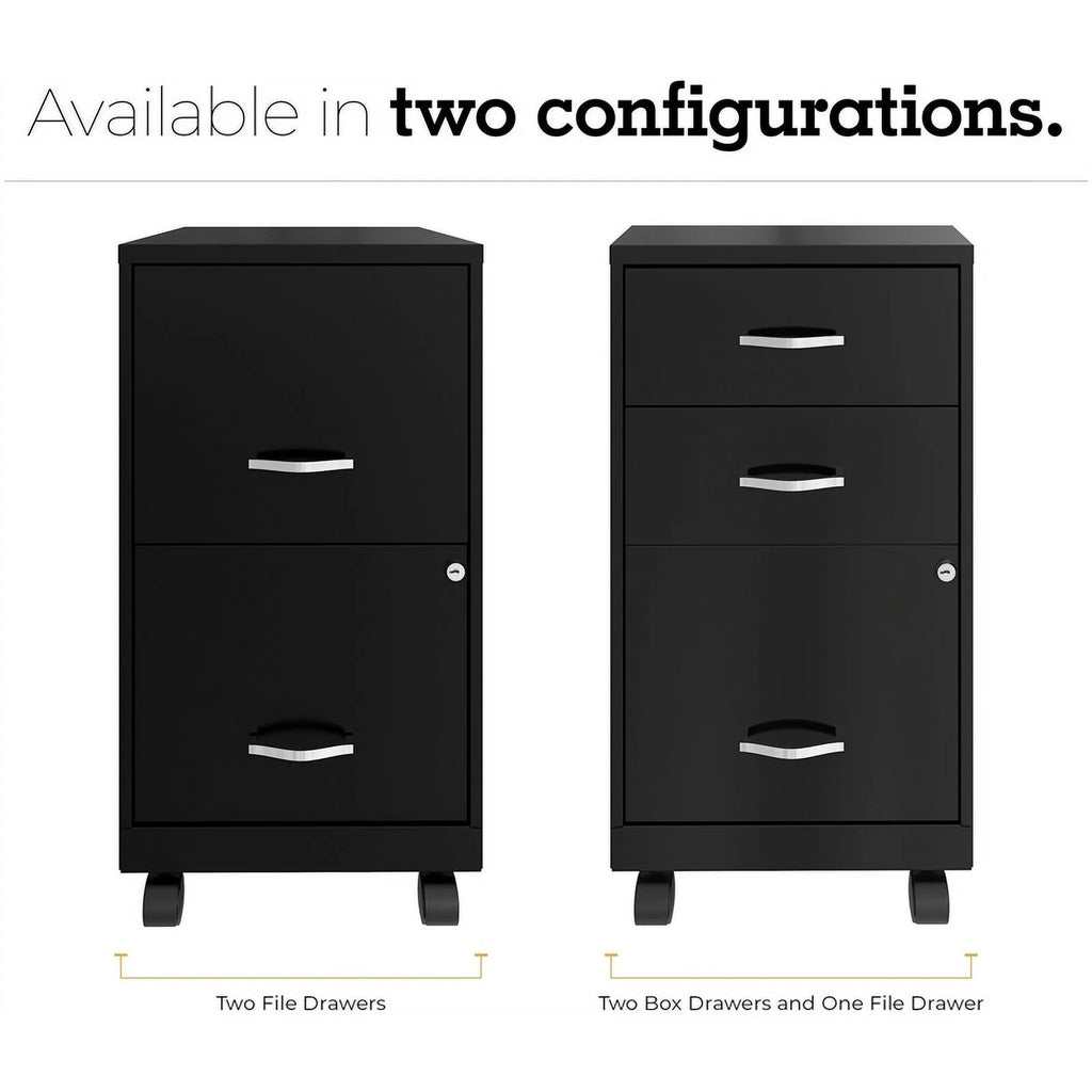 18" 2 Drawer Mobile Metal File Cabinet - Black Q52750