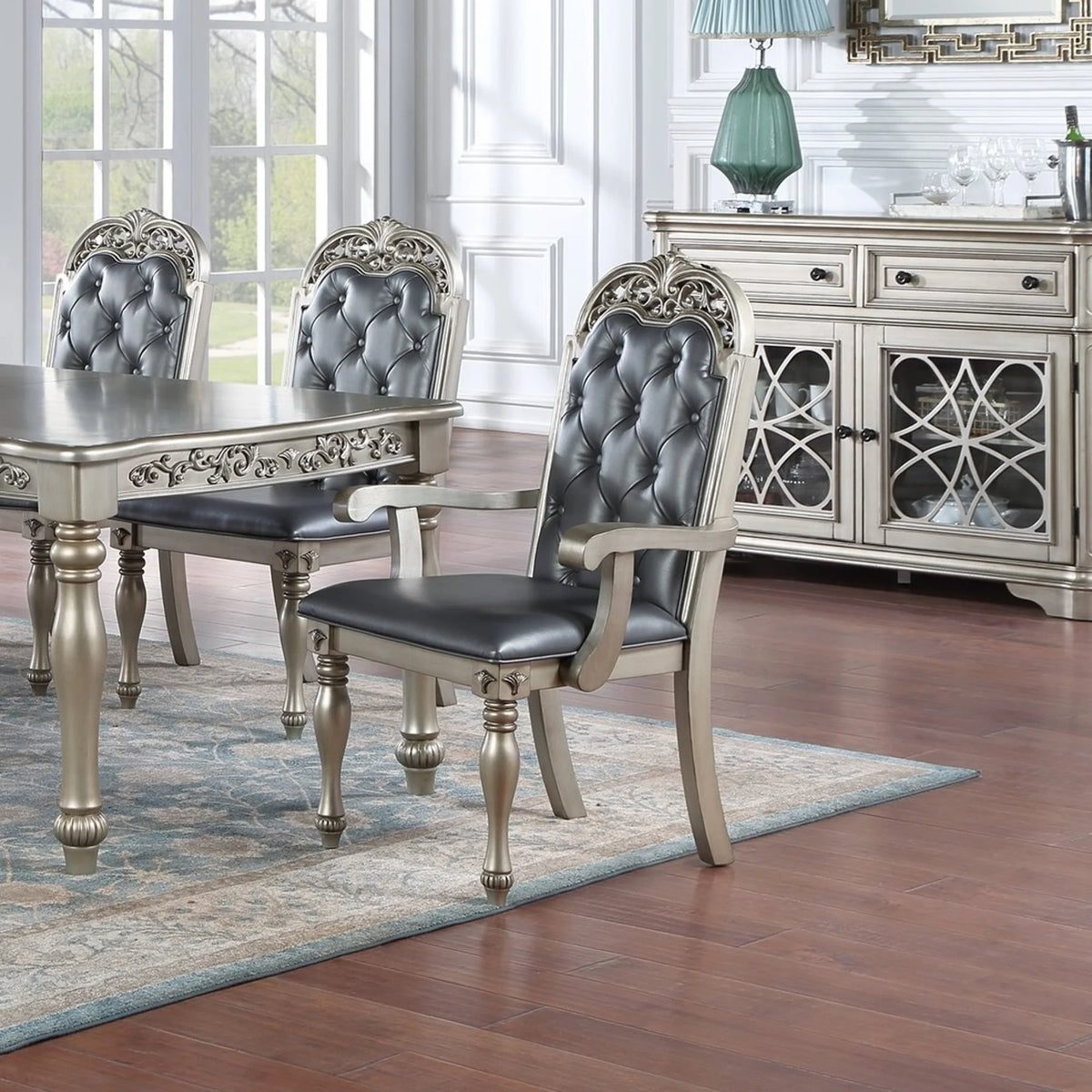 Grey Silver Rubberwood Upholstered Dining Chairs Set of 2 Z326337