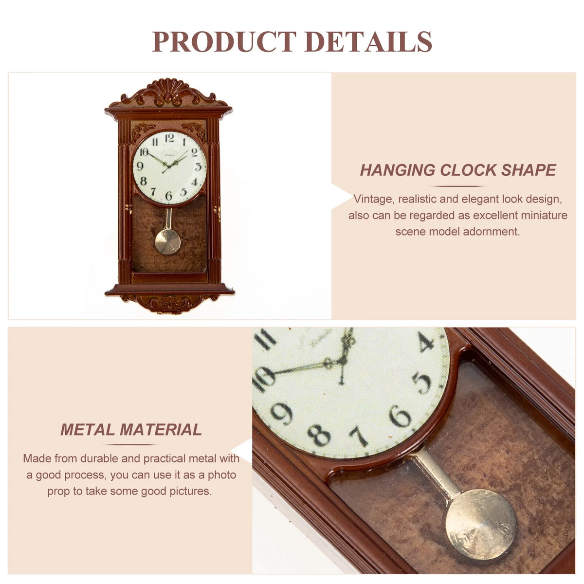 Metal Dollhouse Hanging Clock Toy C925