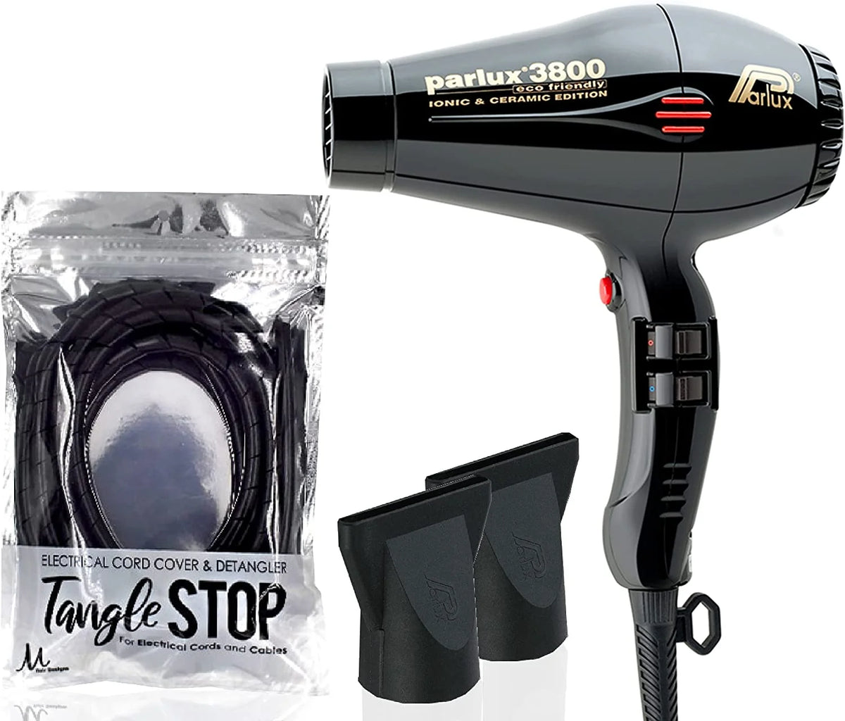 Black Ionic Ceramic Hair Dryer and Cord Cover Detangler K320321