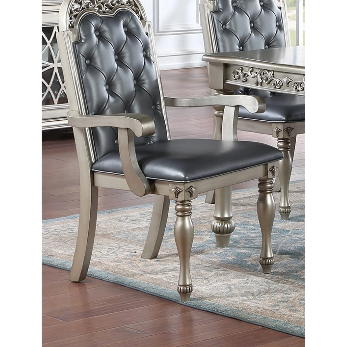 Grey Silver Rubberwood Upholstered Dining Chairs Set of 2 Z326337