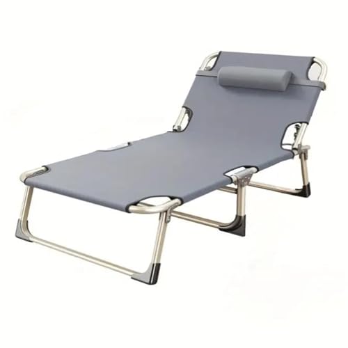 Portable Folding Camping Cot, Oversize Adjustable 5-Position Reclining Lounge Chairs with Pillow, Heavy Duty Oxford Cloth 600D with Mattress Gray G628