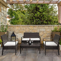 4-Piece PE Wicker Patio Conversation Set with Cushions A6460