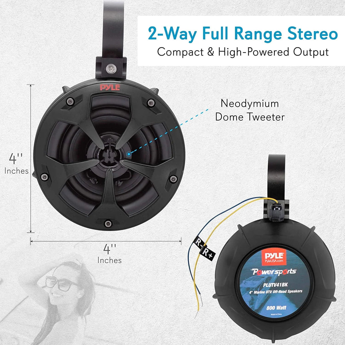 4 Inch 800W Waterproof Marine Speaker System (2 Pairs) T62702