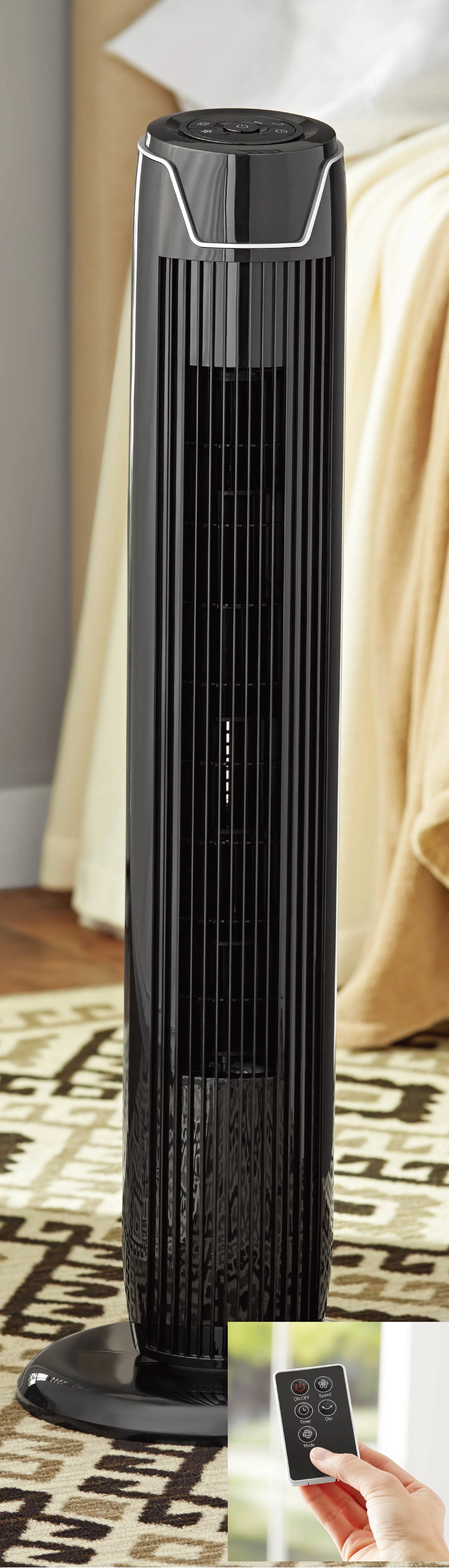Black 3-Speed Oscillating Tower Fan S483