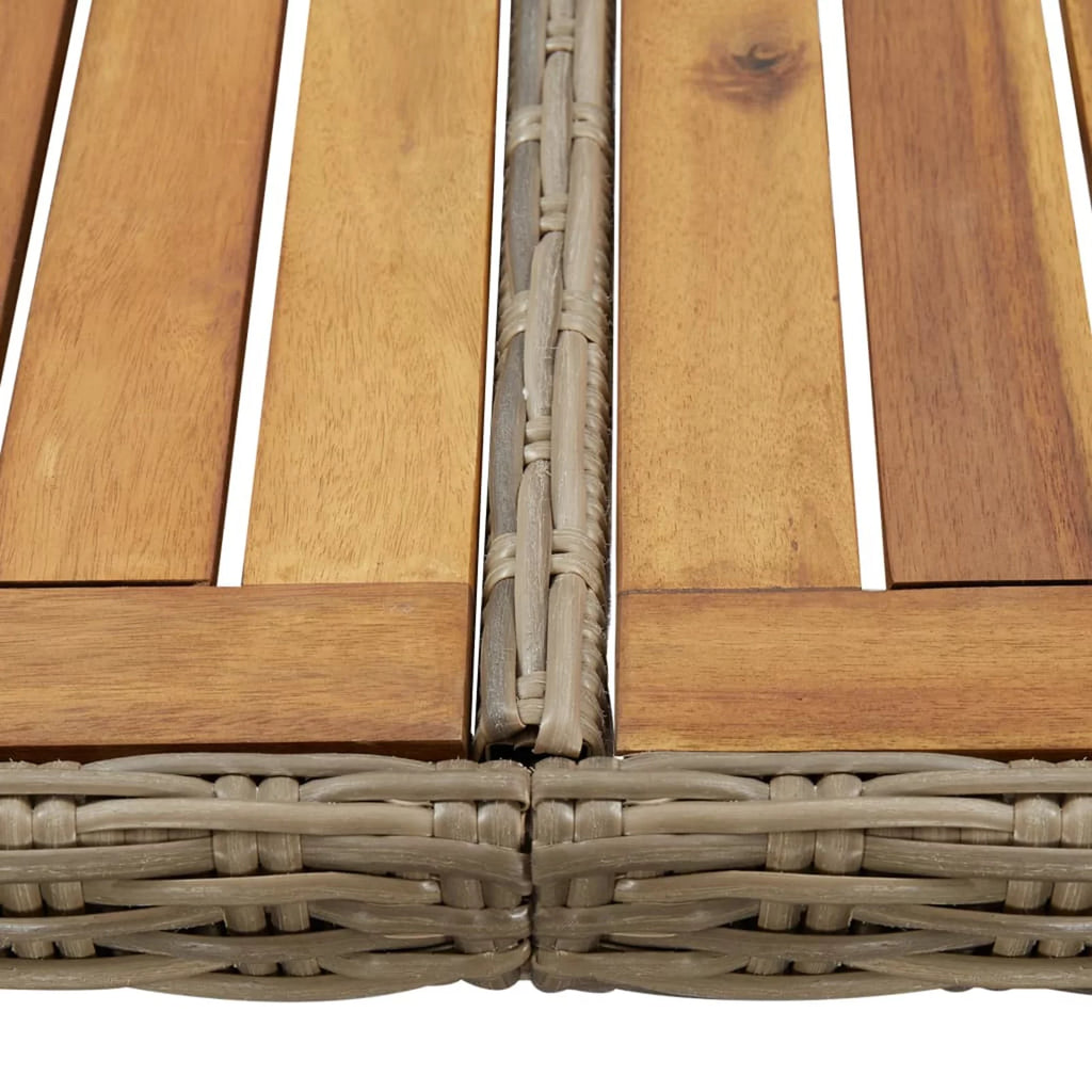 Acacia Wood Top Poly Rattan Steel Patio Dining Table F492