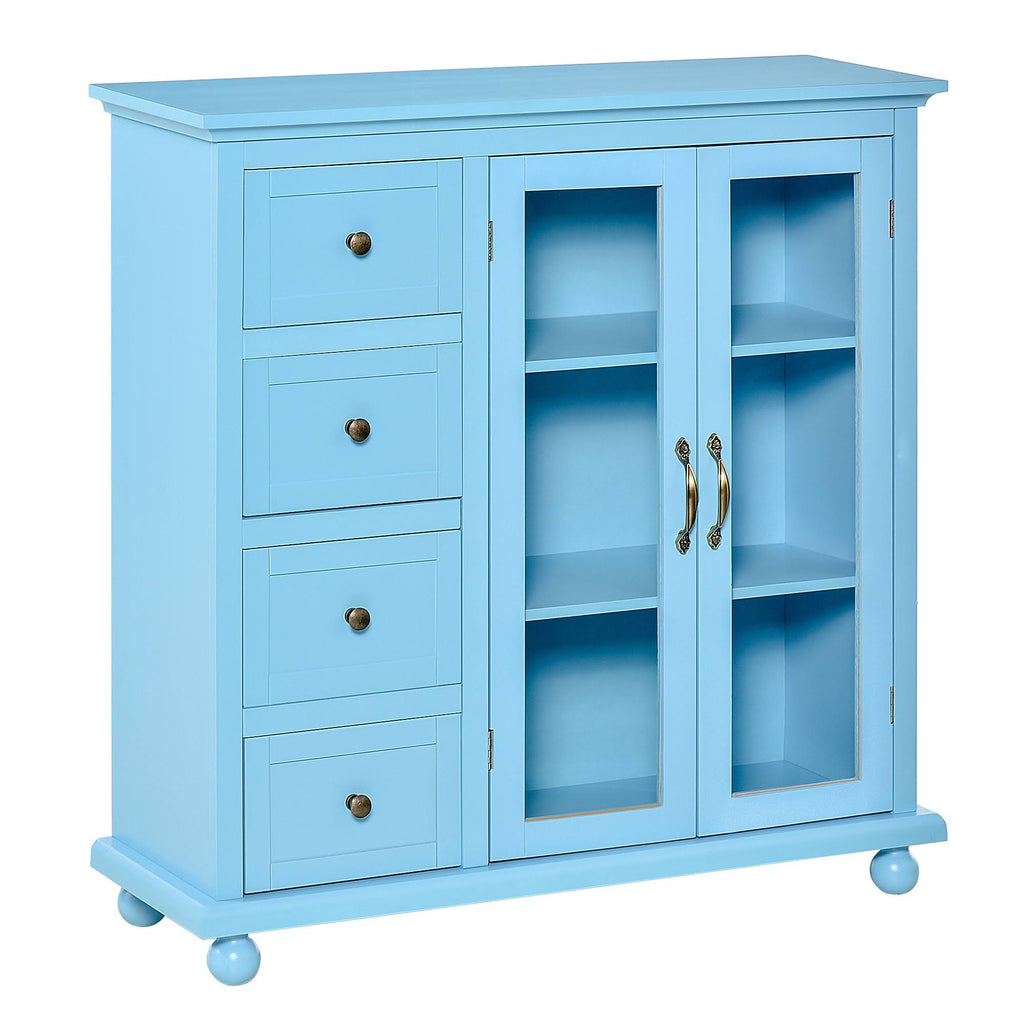 Storage Cabinet with 4 Drawers and Glass Door E14161
