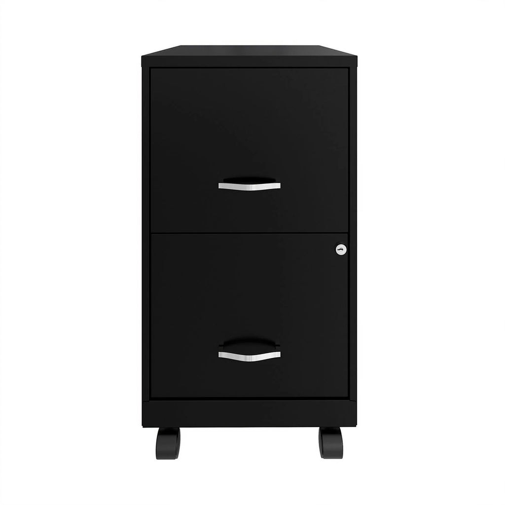 18" 2 Drawer Mobile Metal File Cabinet - Black Q52750