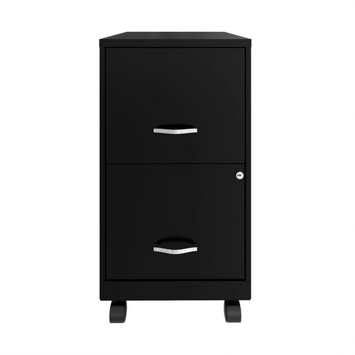 18" 2 Drawer Mobile Metal File Cabinet - Black Q52750