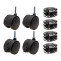 2" Round Metal Double Star Caster Inserts, 5/16-18 x 1" Threaded Stem, 2" Swivel Hooded Twin Casters, Durable Nylon, 2 With Brakes and 2 Without Brakes U80677