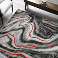 Lava Grey Black Abstract Area Rugs Marble Pattern Runner I193222