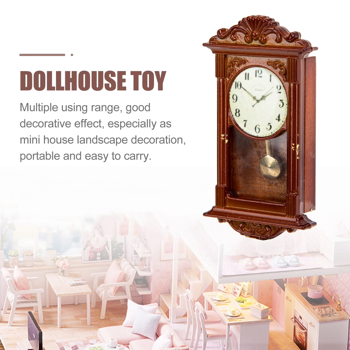 Metal Dollhouse Hanging Clock Toy C925
