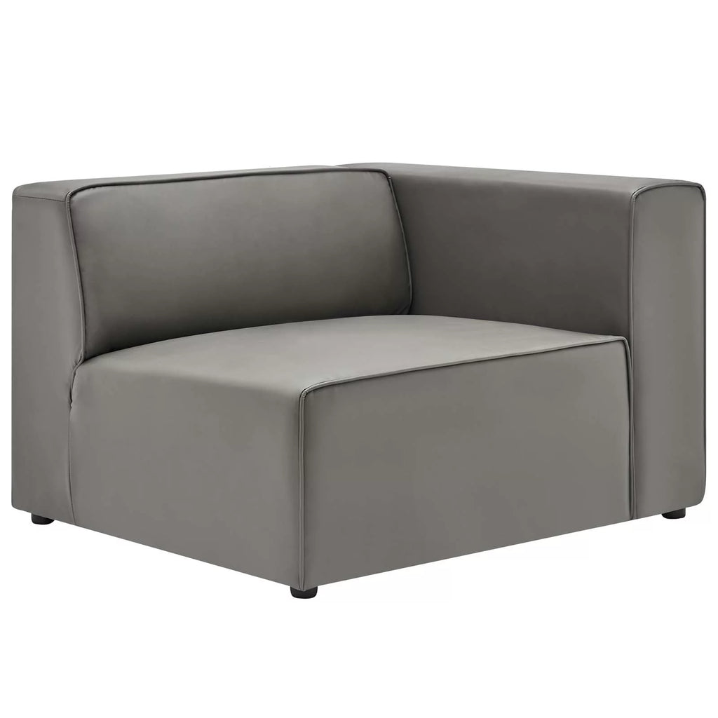 Grey Faux Vegan Leather Sectional Sofa Set I5938