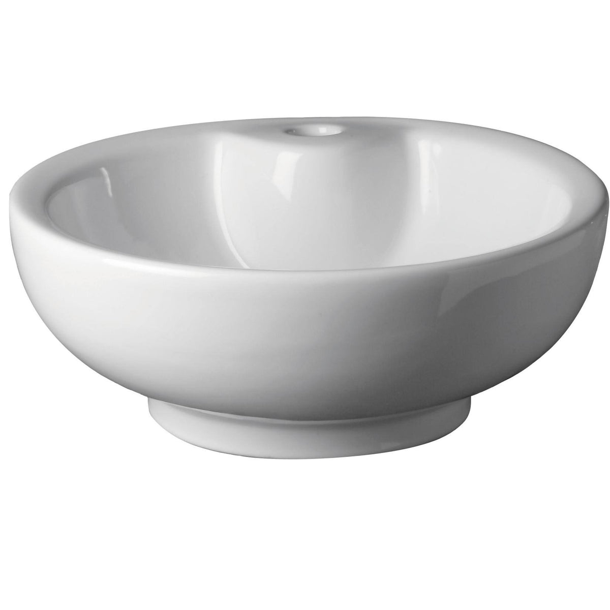 White Vessel Round Bathroom Sink with Overflow P5174
