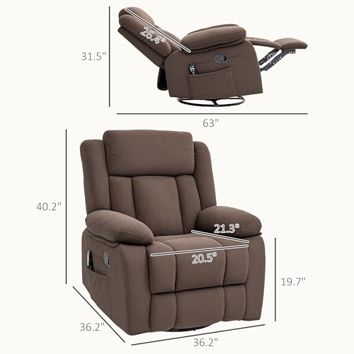 Brown Velvet Oversized Recliner Chair with Footrest V3782