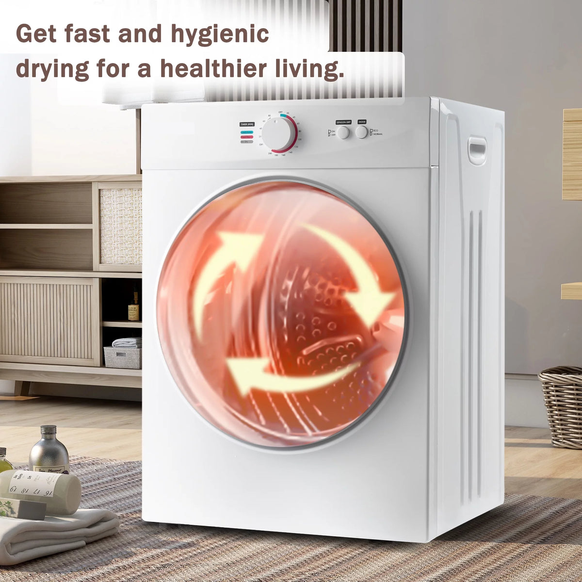 Portable Stainless Steel Laundry Dryer with 5 Modes Q859896