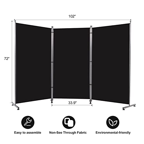 Black 71''x72''H Fabric Room Divider V131318