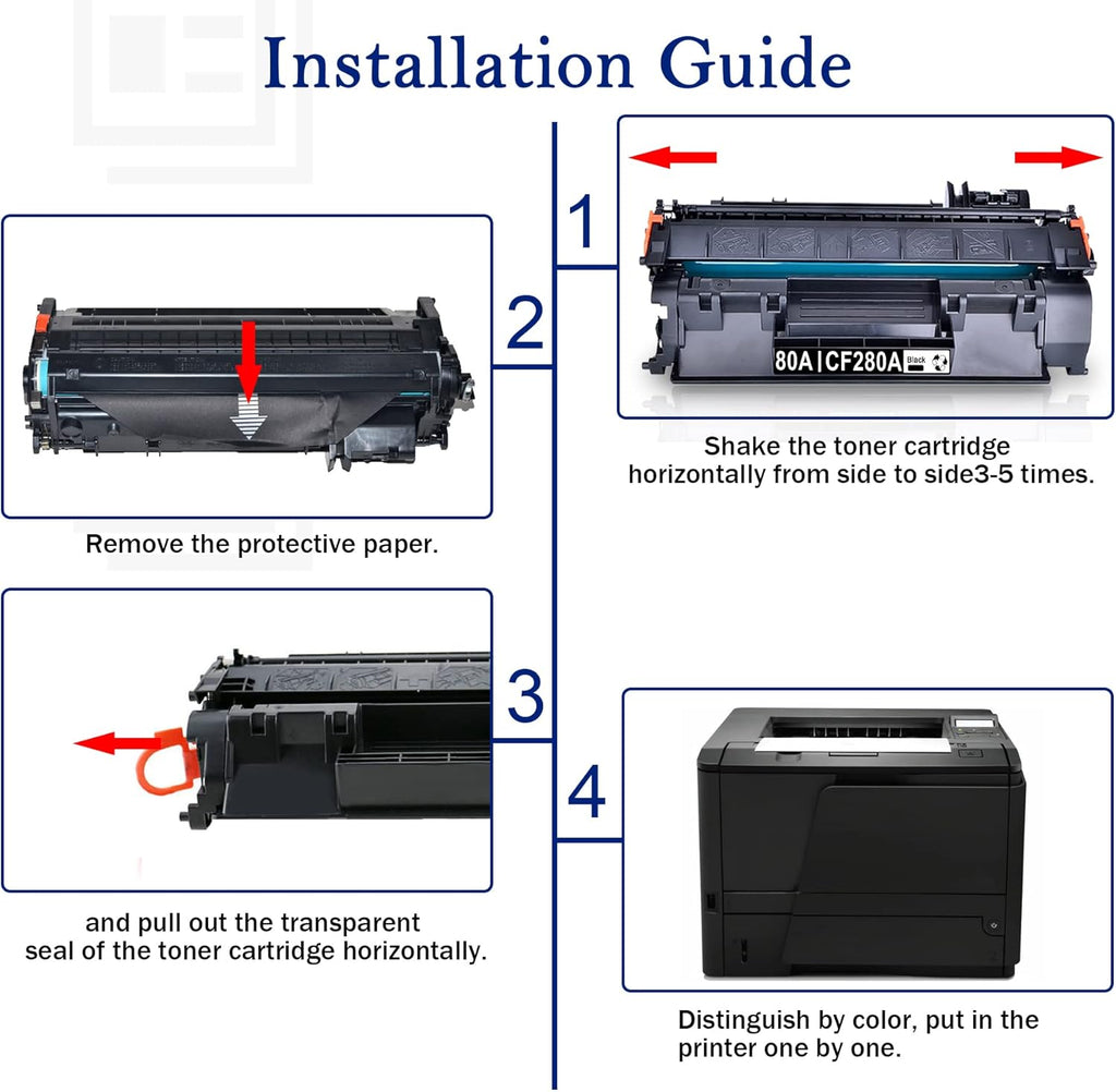 (5 Pack, Black) Compatible Toner Cartridge 80A M52186