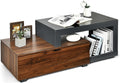 Black & Brown Rectangle Wooden Coffee Table with Toughened Glass Top & Storage Cabinet H958