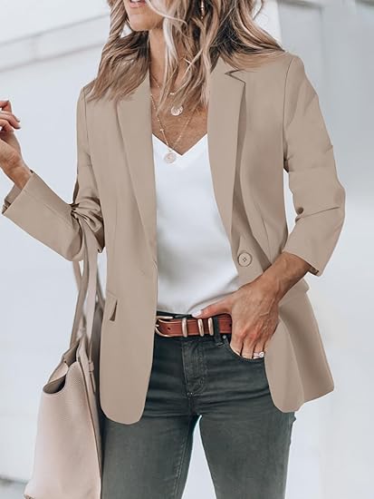 Womens Open Front Long Sleeve Blazer Y236459