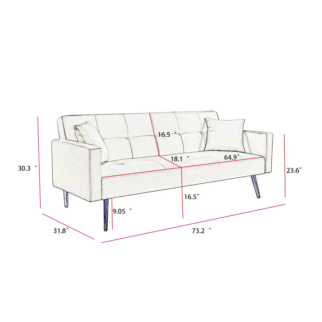 Convertible Fabric Folding Futon Sofa Bed S688