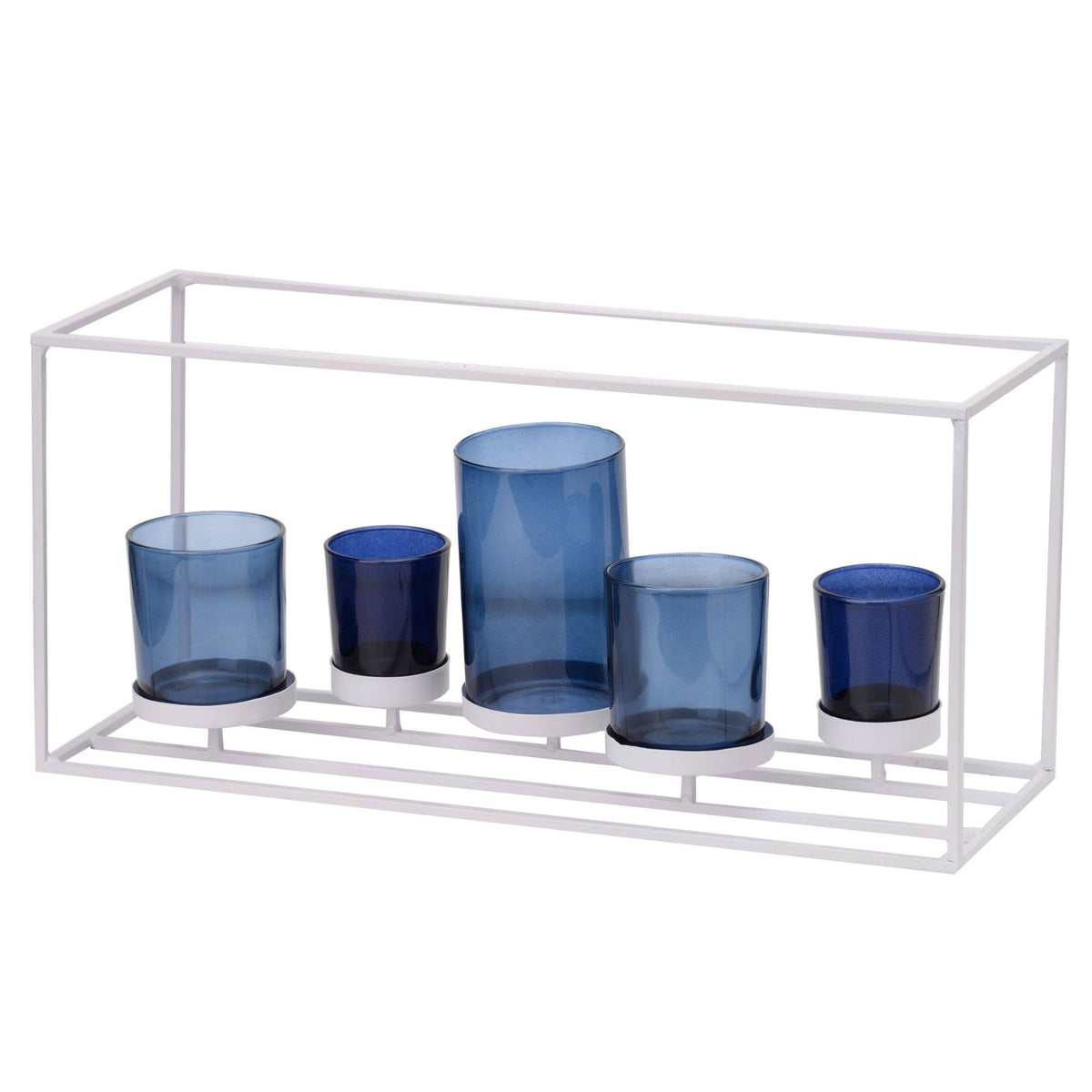 White and Blue Five Votive Candle Holder A304981